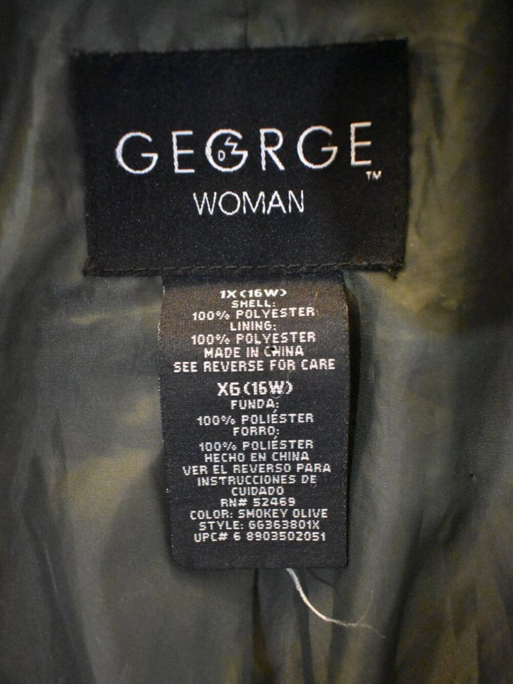 George Woman Double-Breasted Trench Coat Jacket Smokey Olive Women's Size 1X-16W - Picture 4 of 7